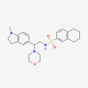 molecular formula C25H33N3O3S B2715033 N-(2-(1-甲基吲哚-5-基)-2-吗啉基乙基)-5,6,7,8-四氢萘-2-磺酰胺 CAS No. 946347-40-6