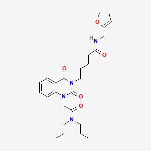 molecular formula C26H34N4O5 B2715034 5-[1-[2-(dipropylamino)-2-oxoethyl]-2,4-dioxo-1,4-dihydroquinazolin-3(2H)-yl]-N-(2-furylmethyl)pentanamide CAS No. 866345-99-5