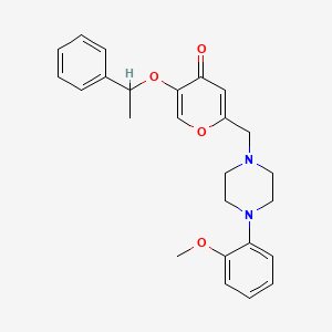 molecular formula C25H28N2O4 B2715040 2-((4-(2-methoxyphenyl)piperazin-1-yl)methyl)-5-(1-phenylethoxy)-4H-pyran-4-one CAS No. 898441-77-5