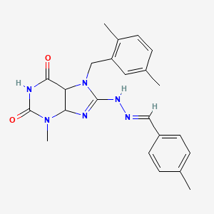 7-[(2,5-dimethylphenyl)methyl]-3-methyl-8-[(E)-2-[(4-methylphenyl)methylidene]hydrazin-1-yl]-2,3,6,7-tetrahydro-1H-purine-2,6-dione