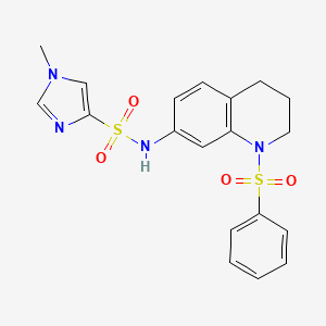 molecular formula C19H20N4O4S2 B2715049 1-甲基-N-(1-(苯基磺酰)-1,2,3,4-四氢喹啉-7-基)-1H-咪唑-4-磺酰胺 CAS No. 1428372-91-1