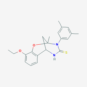 molecular formula C21H24N2O2S B2715055 3-(3,5-dimethylphenyl)-10-ethoxy-2-methyl-5,6-dihydro-2H-2,6-methanobenzo[g][1,3,5]oxadiazocine-4(3H)-thione CAS No. 1019149-95-1