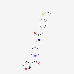 molecular formula C22H28N2O3S B2715064 N-((1-(furan-3-carbonyl)piperidin-4-yl)methyl)-2-(4-(isopropylthio)phenyl)acetamide CAS No. 1396748-82-5