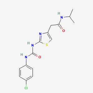 molecular formula C15H17ClN4O2S B2715065 2-(2-(3-(4-chlorophenyl)ureido)thiazol-4-yl)-N-isopropylacetamide CAS No. 923165-02-0