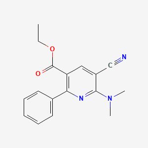 molecular formula C17H17N3O2 B2715068 乙酸-5-氰基-6-(二甲基氨基)-2-苯基烟酸乙酯 CAS No. 477866-09-4