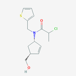 2-Chloro-N-[(1S,4R)-4-(hydroxymethyl)cyclopent-2-en-1-yl]-N-(thiophen-2-ylmethyl)propanamide