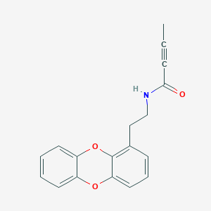 molecular formula C18H15NO3 B2715075 N-(2-Dibenzo-p-dioxin-1-ylethyl)but-2-ynamide CAS No. 2411249-99-3