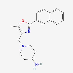 molecular formula C20H23N3O B2715078 1-{[5-Methyl-2-(2-naphthyl)-1,3-oxazol-4-yl]methyl}piperidin-4-amine CAS No. 1332116-53-6