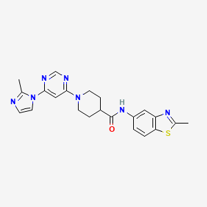 molecular formula C22H23N7OS B2715083 1-(6-(2-methyl-1H-imidazol-1-yl)pyrimidin-4-yl)-N-(2-methylbenzo[d]thiazol-5-yl)piperidine-4-carboxamide CAS No. 1351598-50-9