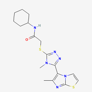 N-cyclohexyl-2-((4-methyl-5-(6-methylimidazo[2,1-b]thiazol-5-yl)-4H-1,2,4-triazol-3-yl)thio)acetamide