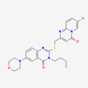 molecular formula C25H26BrN5O3S B2715100 2-[(7-Bromo-4-oxopyrido[1,2-a]pyrimidin-2-yl)methylsulfanyl]-3-butyl-6-morpholin-4-ylquinazolin-4-one CAS No. 689763-38-0