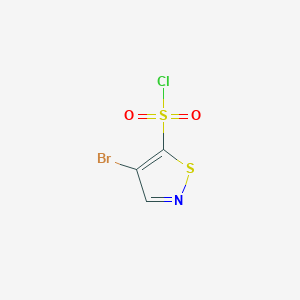 molecular formula C3HBrClNO2S2 B2715106 4-Bromo-1,2-thiazole-5-sulfonyl chloride CAS No. 1781557-85-4