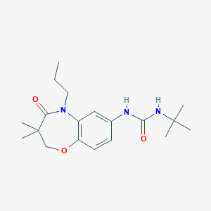 molecular formula C19H29N3O3 B2715110 1-(叔丁基)-3-(3,3-二甲基-4-氧代-5-丙基-2,3,4,5-四氢苯并[b][1,4]噁唑-7-基)脲 CAS No. 1172899-49-8