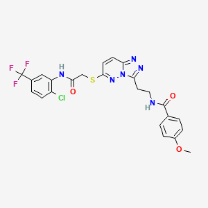 molecular formula C24H20ClF3N6O3S B2715120 N-(2-(6-((2-((2-氯-5-(三氟甲基)苯基)氨基)-2-氧代乙基)硫代-[1,2,4]噻唑并[4,3-b]嘧啶-3-基)乙基)-4-甲氧基苯甲酰胺 CAS No. 872995-81-8