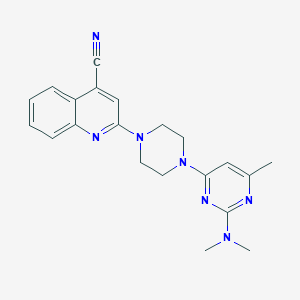 molecular formula C21H23N7 B2715147 2-{4-[2-(二甲基氨基)-6-甲基嘧啶-4-基]哌嗪-1-基}喹啉-4-碳腈 CAS No. 2415462-37-0