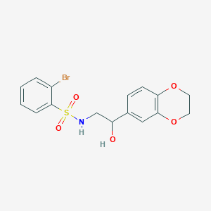 molecular formula C16H16BrNO5S B2715162 2-bromo-N-(2-(2,3-dihydrobenzo[b][1,4]dioxin-6-yl)-2-hydroxyethyl)benzenesulfonamide CAS No. 2034539-13-2