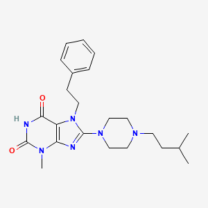 molecular formula C23H32N6O2 B2715169 8-(4-isopentylpiperazin-1-yl)-3-methyl-7-phenethyl-1H-purine-2,6(3H,7H)-dione CAS No. 895824-83-6
