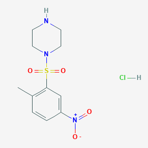 molecular formula C11H16ClN3O4S B2715174 1-(2-Methyl-5-nitrobenzenesulfonyl)piperazine hydrochloride CAS No. 1803607-05-7