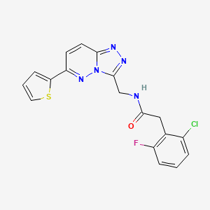 molecular formula C18H13ClFN5OS B2715201 2-(2-氯-6-氟苯基)-N-((6-(噻吩-2-基)-[1,2,4]三唑并[4,3-b]吡啶-3-基)甲基)乙酰胺 CAS No. 2034347-38-9