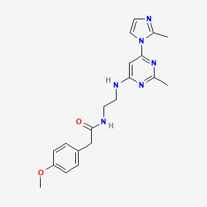 molecular formula C20H24N6O2 B2715211 2-(4-methoxyphenyl)-N-(2-((2-methyl-6-(2-methyl-1H-imidazol-1-yl)pyrimidin-4-yl)amino)ethyl)acetamide CAS No. 1203114-98-0