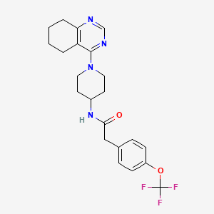 molecular formula C22H25F3N4O2 B2715214 N-(1-(5,6,7,8-四氢喹唑啉-4-基)哌啶-4-基)-2-(4-(三氟甲氧基)苯基)乙酰胺 CAS No. 2034346-74-0