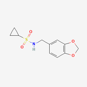 molecular formula C11H13NO4S B2715217 N-(benzo[d][1,3]dioxol-5-ylmethyl)cyclopropanesulfonamide CAS No. 1206991-19-6
