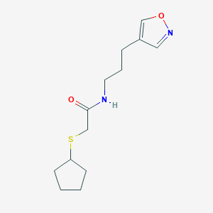 molecular formula C13H20N2O2S B2715227 2-(环戊基硫基)-N-(3-(异噁唑-4-基)丙基)乙酰胺 CAS No. 1903393-65-6