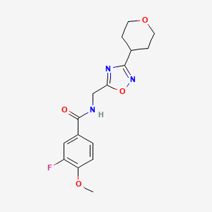 3-fluoro-4-methoxy-N-{[3-(oxan-4-yl)-1,2,4-oxadiazol-5-yl]methyl}benzamide