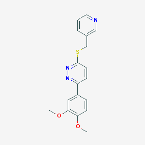 molecular formula C18H17N3O2S B2715235 3-(3,4-Dimethoxyphenyl)-6-(pyridin-3-ylmethylsulfanyl)pyridazine CAS No. 626222-22-8