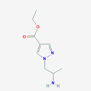 molecular formula C9H15N3O2 B2715237 Ethyl 1-(2-aminopropyl)pyrazole-4-carboxylate CAS No. 2287342-12-3