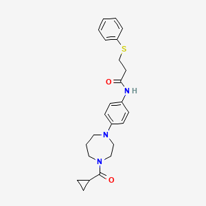 molecular formula C24H29N3O2S B2715243 N-(4-(4-(cyclopropanecarbonyl)-1,4-diazepan-1-yl)phenyl)-3-(phenylthio)propanamide CAS No. 1206993-62-5