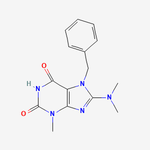 molecular formula C15H17N5O2 B2715249 7-Benzyl-8-(dimethylamino)-3-methylpurine-2,6-dione CAS No. 374684-49-8