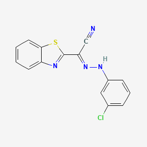 molecular formula C15H9ClN4S B2715254 (2E)-N-(3-chloroanilino)-1,3-benzothiazole-2-carboximidoyl cyanide CAS No. 327091-06-5
