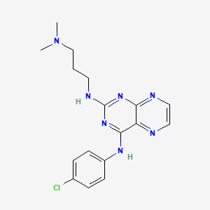 molecular formula C17H20ClN7 B2715258 N4-(4-chlorophenyl)-N2-(3-(dimethylamino)propyl)pteridine-2,4-diamine CAS No. 946350-42-1