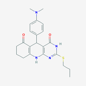 5-(4-(dimethylamino)phenyl)-2-(propylthio)-7,8,9,10-tetrahydropyrimido[4,5-b]quinoline-4,6(3H,5H)-dione