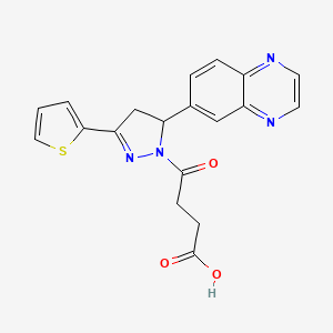 molecular formula C19H16N4O3S B2715278 4-oxo-4-[5-(quinoxalin-6-yl)-3-(thiophen-2-yl)-4,5-dihydro-1H-pyrazol-1-yl]butanoic acid CAS No. 946279-09-0