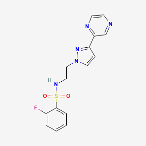 2-fluoro-N-(2-(3-(pyrazin-2-yl)-1H-pyrazol-1-yl)ethyl)benzenesulfonamide