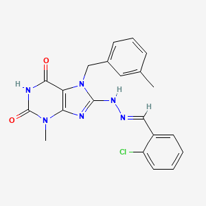 8-[(E)-2-[(2-chlorophenyl)methylidene]hydrazin-1-yl]-3-methyl-7-[(3-methylphenyl)methyl]-2,3,6,7-tetrahydro-1H-purine-2,6-dione