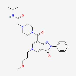 molecular formula C26H34N6O4 B2715353 N-isopropyl-2-(4-(5-(3-methoxypropyl)-3-oxo-2-phenyl-3,5-dihydro-2H-pyrazolo[4,3-c]pyridine-7-carbonyl)piperazin-1-yl)acetamide CAS No. 1040650-66-5
