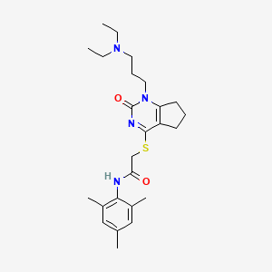 2-((1-(3-(diethylamino)propyl)-2-oxo-2,5,6,7-tetrahydro-1H-cyclopenta[d]pyrimidin-4-yl)thio)-N-mesitylacetamide
