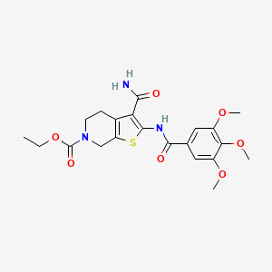 molecular formula C21H25N3O7S B2715362 ethyl 3-carbamoyl-2-(3,4,5-trimethoxybenzamido)-4,5-dihydrothieno[2,3-c]pyridine-6(7H)-carboxylate CAS No. 864925-70-2