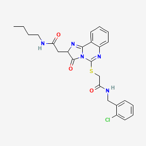 molecular formula C25H26ClN5O3S B2715368 2-({2-[(丁基羰胺基)甲基]-3-氧代-2H,3H-咪唑并[1,2-c]喹唑啉-5-基}硫基)-N-[(2-氯苯基)甲基]乙酰胺 CAS No. 959525-77-0