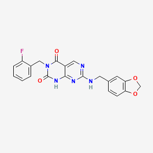 7-((benzo[d][1,3]dioxol-5-ylmethyl)amino)-3-(2-fluorobenzyl)pyrimido[4,5-d]pyrimidine-2,4(1H,3H)-dione