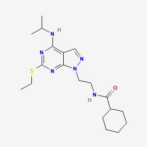 molecular formula C19H30N6OS B2715374 N-(2-(6-(ethylthio)-4-(isopropylamino)-1H-pyrazolo[3,4-d]pyrimidin-1-yl)ethyl)cyclohexanecarboxamide CAS No. 946211-30-9