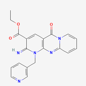 molecular formula C20H17N5O3 B2715380 ethyl 6-imino-2-oxo-7-(pyridin-3-ylmethyl)-1,7,9-triazatricyclo[8.4.0.03,8]tetradeca-3(8),4,9,11,13-pentaene-5-carboxylate CAS No. 371923-25-0