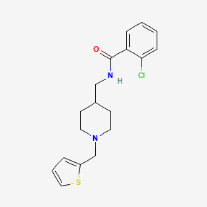 molecular formula C18H21ClN2OS B2715391 2-氯-N-((1-(噻吩-2-基甲基)哌啶-4-基)甲基)苯甲酰胺 CAS No. 954080-75-2