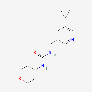molecular formula C15H21N3O2 B2715406 1-((5-cyclopropylpyridin-3-yl)methyl)-3-(tetrahydro-2H-pyran-4-yl)urea CAS No. 2034209-05-5