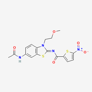 molecular formula C17H16N4O5S2 B2715414 (Z)-N-(6-acetamido-3-(2-methoxyethyl)benzo[d]thiazol-2(3H)-ylidene)-5-nitrothiophene-2-carboxamide CAS No. 865160-99-2