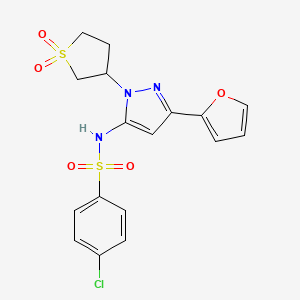 4-chloro-N-(1-(1,1-dioxidotetrahydrothiophen-3-yl)-3-(furan-2-yl)-1H-pyrazol-5-yl)benzenesulfonamide