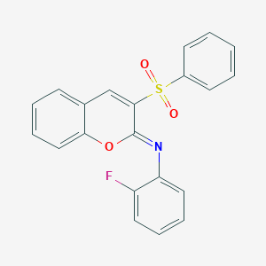 (Z)-2-fluoro-N-(3-(phenylsulfonyl)-2H-chromen-2-ylidene)aniline